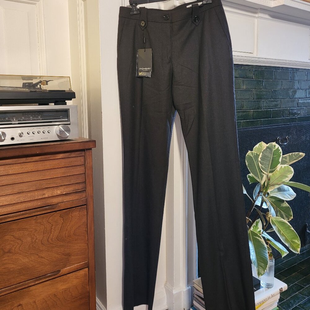 Yves Saint Laurent Rive Gauche Wool Trousers - Dark Charcoal